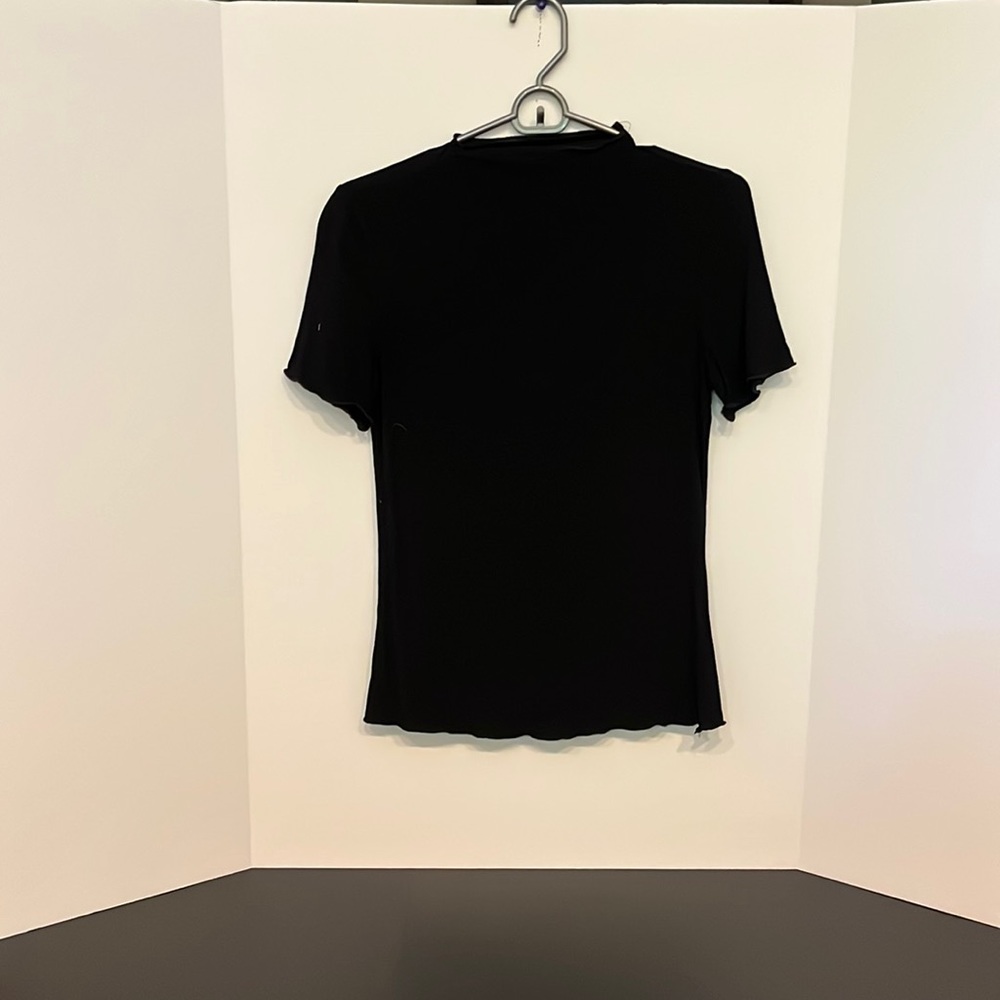 Black ribbed tee SHEIN L